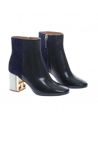 "Gigi Boot" suede and leather boots rounded tip 70