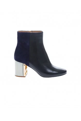 "Gigi Boot" suede and leather boots rounded tip 70