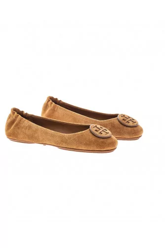 "Mini Travel" Natural leather ballerinas with logo