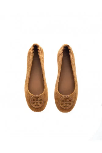 "Mini Travel" Natural leather ballerinas with logo