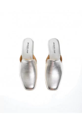 Metallic leather indoor mules with closed toe 30