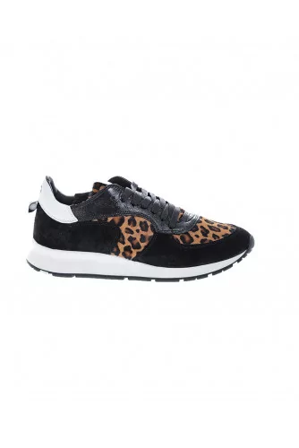 Montecarlo - Sneakers en daim avec imprimé léopard