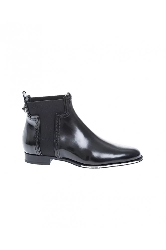 "Gomma Tronchetto" boots en cuir naturel brillant elastiqué "T"