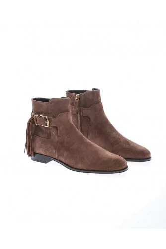 "Tronchetto Frangia" Boots zipées en cuir naturel