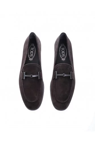 "Doppia T Gomma" Suede moccasins with metallic bit