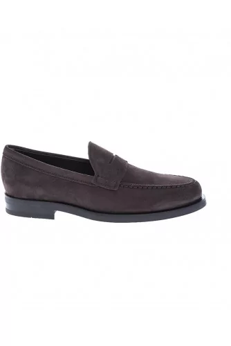 "ZF" Mocassins en suede avec patte décorative