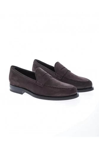 "ZF" Mocassins en suede avec patte décorative