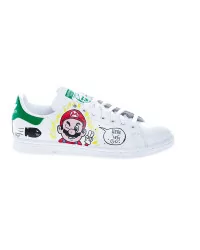 Mario Bros of Adidas by Debsy - White sneakers with hand painted design for  men