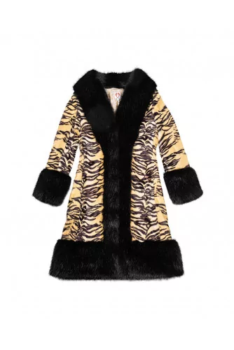 Manteau Shrimps "Vivien" fourrure noir-tigré pour femme