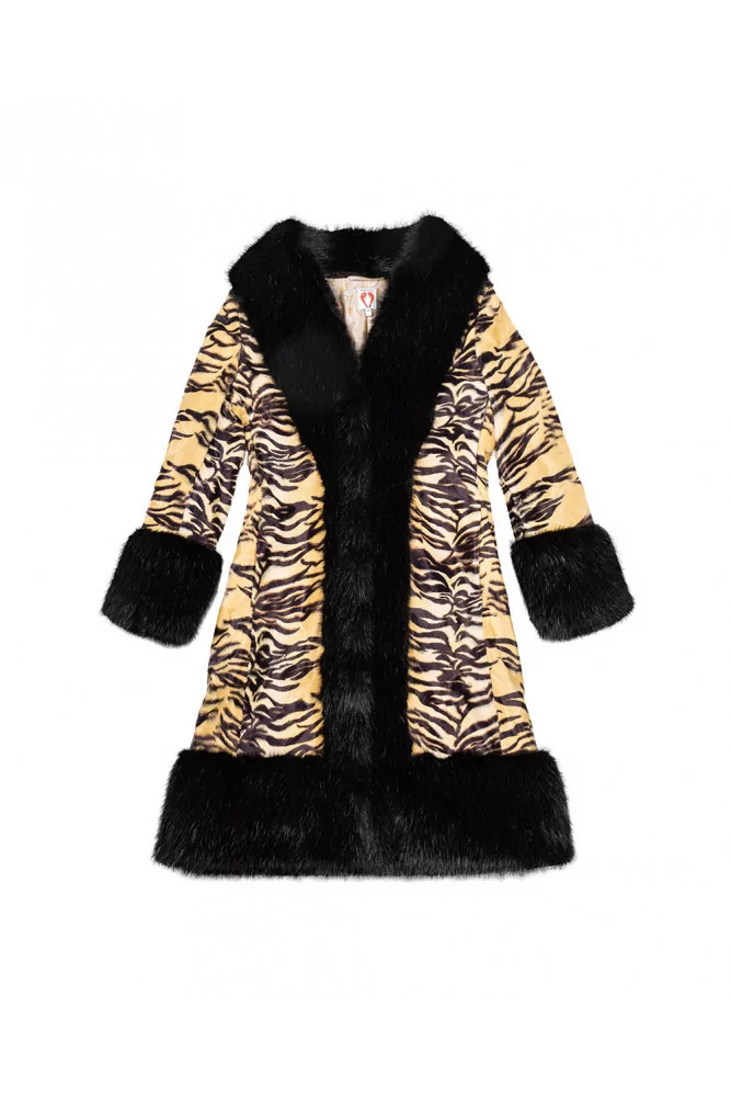 Black coat with tiger print Shrimps for women