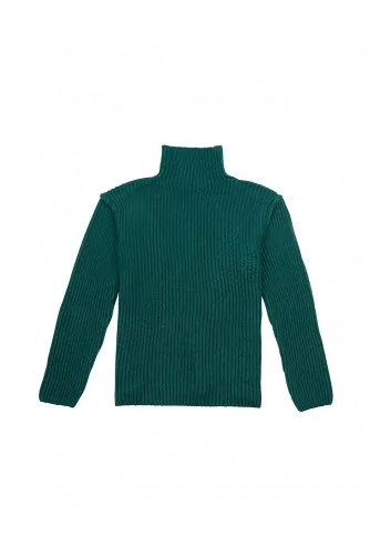Wool and cashmere low-shouldered jumper