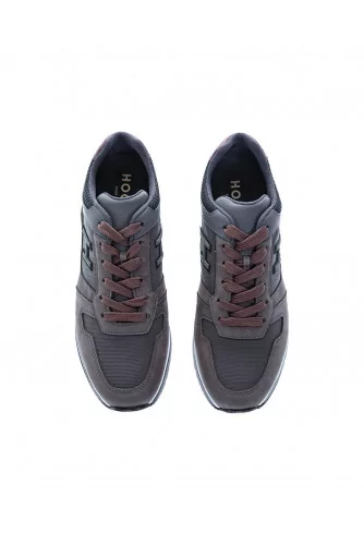 "Running 321" multi material sneakers with bordeaux yoke