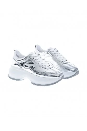 "Maxi I Active" Leather low-top sneakers with mirror effect