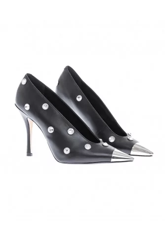 Achat Leather pumps with crystal-embellished and metal cap toe 100 - Jacques-loup