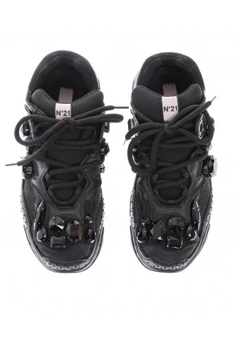 "Billy" Sneakers en cuir avec strass