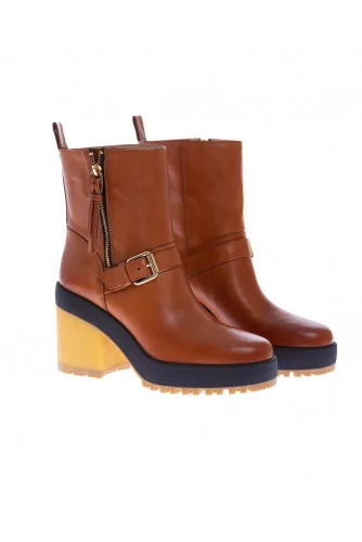 Bottines en veau vieilli ave zip et bande ceinturée 85