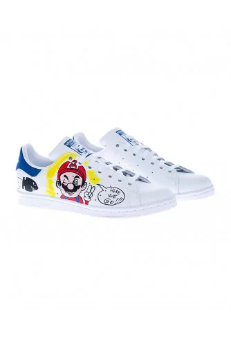 Mario Bros - Customized Stan Smith sneakers with blue buttresss