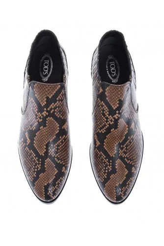 Leather low boots with python print