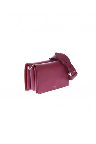 Tracolina - Grained leather shoulder bag with flap and adjustable strap