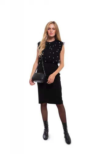 Black pencil skirt with split opening