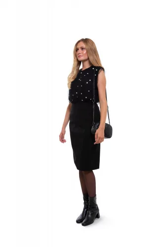 Black pencil skirt with split opening