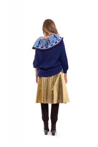 Reversible pleated gold skirt