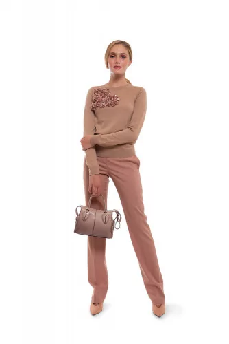 Straight wool trousers with pleats
