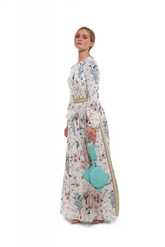 Long silk dress with decorative print