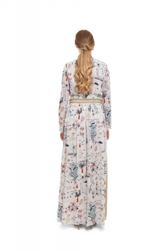 Long silk dress with decorative print
