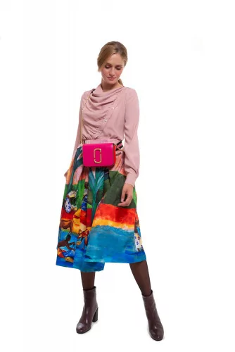 Pleated skirt with Gauguin print