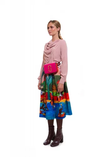Pleated skirt with Gauguin print