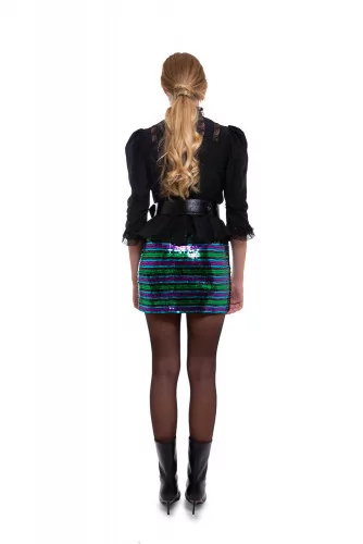 Short skirt with striped sequins