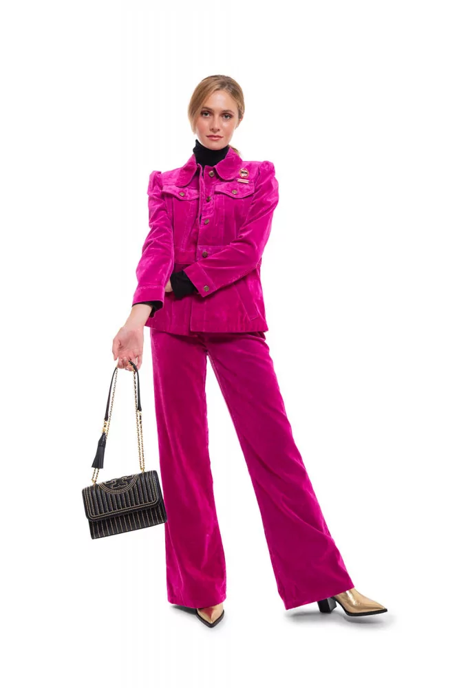 Marc Jacobs - The Velveteen Jean - Veste et pantalon en coton style flared fushia M