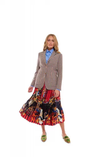 Wrap-around pleated skirt with "Caravagio" print