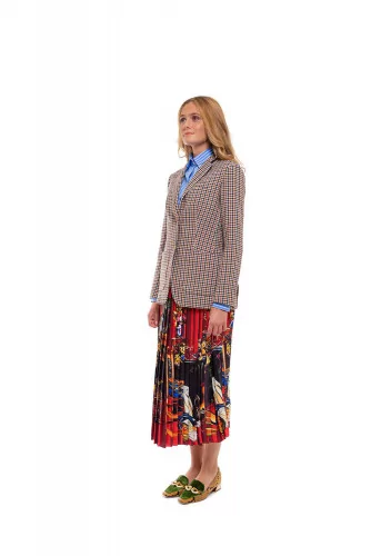 Wrap-around pleated skirt with "Caravagio" print