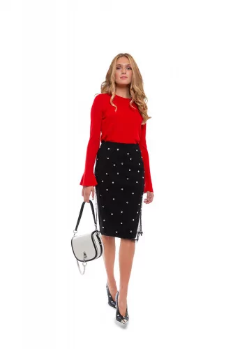 Black pencil skirt with split opening
