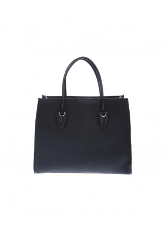 "Shopping" leather bag with twho handles and silver-tone metal details