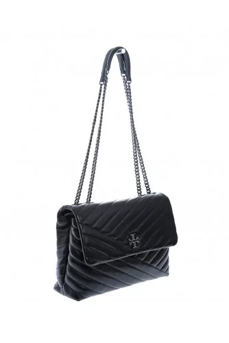 "Keira" Leather quilted bag steel metal chain