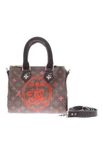 Sac Philip Karto 25 cm peint "Rock Ovale" bandoulière en python