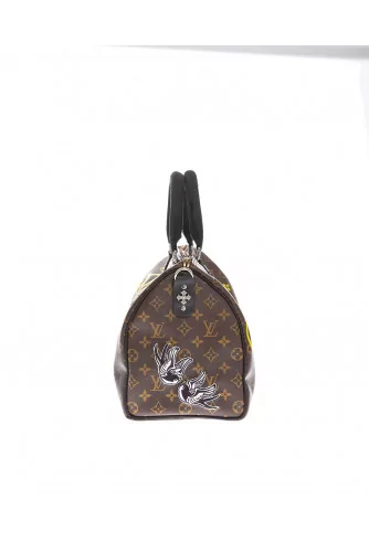 Sac Philip Karto 35 cm peint "Love Gang" bandoulière en python