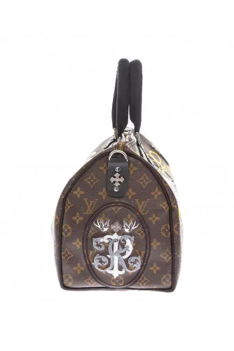 Sac Philip Karto 35 cm peint "Love Gang" bandoulière en python