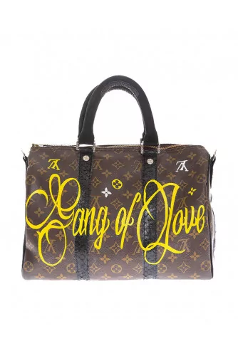 Sac Philip Karto 35 cm peint "Love Gang" bandoulière en python