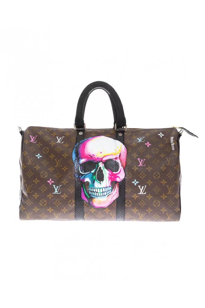 Sac Philip Karto 45 cm peint "Skull Rock" bandoulière en python