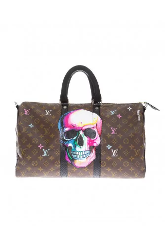 Sac Philip Karto 45 cm peint "Skull Rock" bandoulière en python