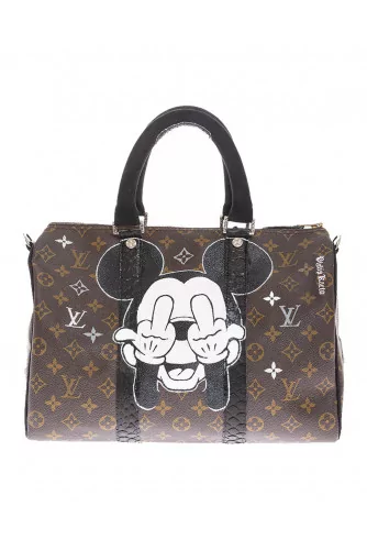 Mickey Fck - Customized bag with python and silver details 35 cm