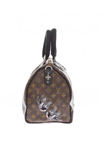 Sac Philip Karto 35 cm peint "Mickey Fck" bandoulière python