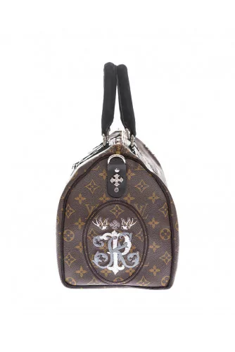 Sac Philip Karto 35 cm peint "Mickey Fck" bandoulière python