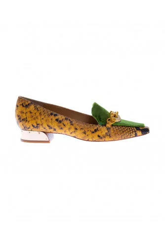 Mocassin Tory Burch "Jessa" jaune-vert, mors hypocampe pour femme