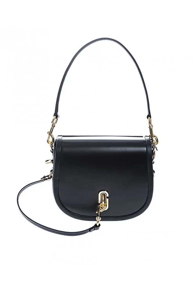 The Saddle Sac en cuir forme arrondi grand rabat - noir