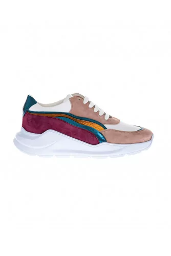 Leather sneakers with multicolors yokes